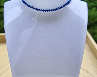 Gargantilla de piedra cianita azul natural con cuentas de 3 mm - collar hecho a medida