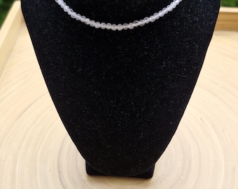 Natural rock crystal stone choker necklace with 3mm beads