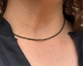 Golden Obsidian - Fine Necklace - Natural Stone Necklace Golden Obsidian in 2mm Faceted Beads - Custom Necklace