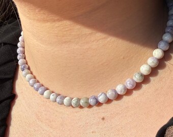 Paarse turkoois - Fijne ketting - Ketting met paarse turkooisstenen van 6 mm kralen - Paarse turkoois ketting