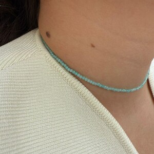 Amazonite - Custom-made necklace - Amazonite natural stone necklace with 2mm faceted beads - Amazonite necklace - delicate necklace - image 4