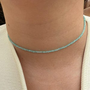 Amazonite - Custom-made necklace - Amazonite natural stone necklace with 2mm faceted beads - Amazonite necklace - delicate necklace - image 3