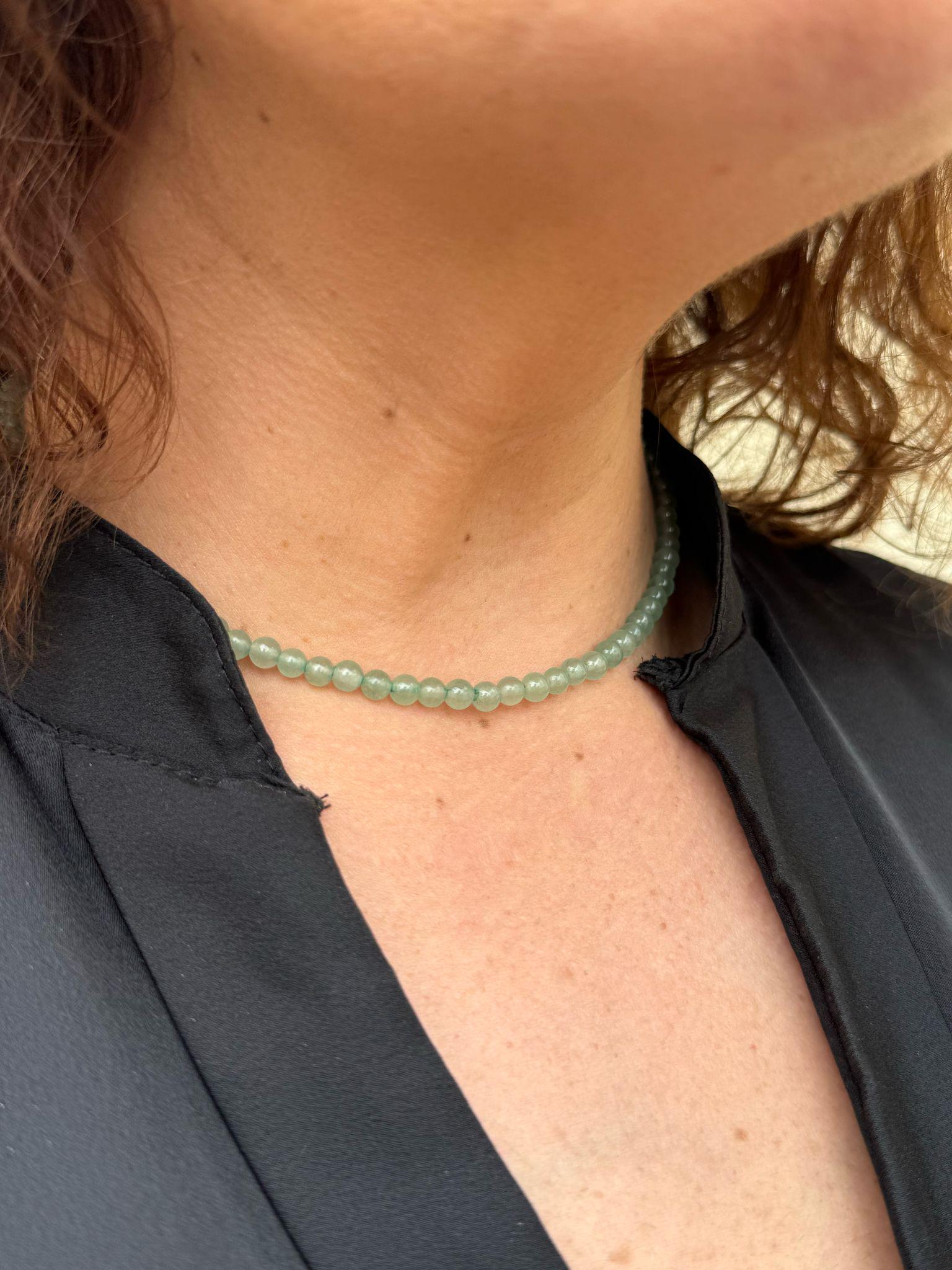 Green Aventurine - Delicate Necklace - Natural Green Aventurine Stone Necklace 4mm Beads