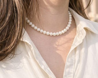 Mother-of-pearl - Delicate necklace - Natural stone necklace - Mother-of-pearl beads of 6 or 8 mm - Mother-of-pearl necklace