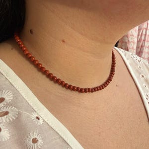 Red Jasper - Delicate Necklace - Choker Necklace - Natural Stone Necklace Red Jasper in 4mm Beads image 2