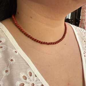Red Jasper - Delicate Necklace - Choker Necklace - Natural Stone Necklace Red Jasper in 4mm Beads image 3