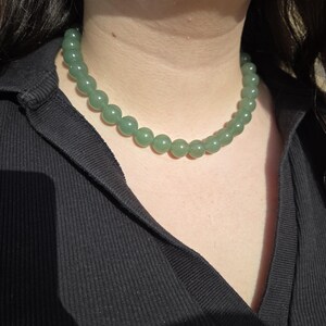 Natural green aventurine stone necklace with 10mm beads - green bead necklace - timeless necklace - custom-made necklace image 10