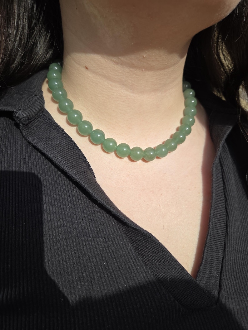 Natural green aventurine stone necklace with 10mm beads - green bead necklace - timeless necklace - custom-made necklace image 10