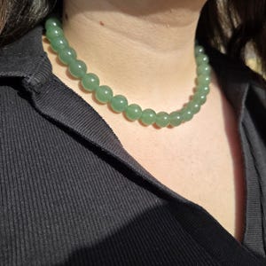 Natural green aventurine stone necklace with 10mm beads - green bead necklace - timeless necklace - custom-made necklace image 2
