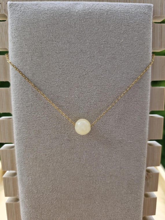 Collier ras du cou minimaliste avec une perle de calcite jaune collier petit prix - collier délicat
