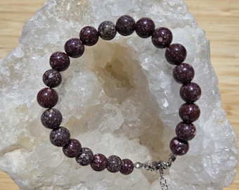 Bracelet en Porphyre Impérial Rouge Rare • Pierre Naturelle Antique • Pierre de Force & Protection • Elastique ou avec fermoir ajustable