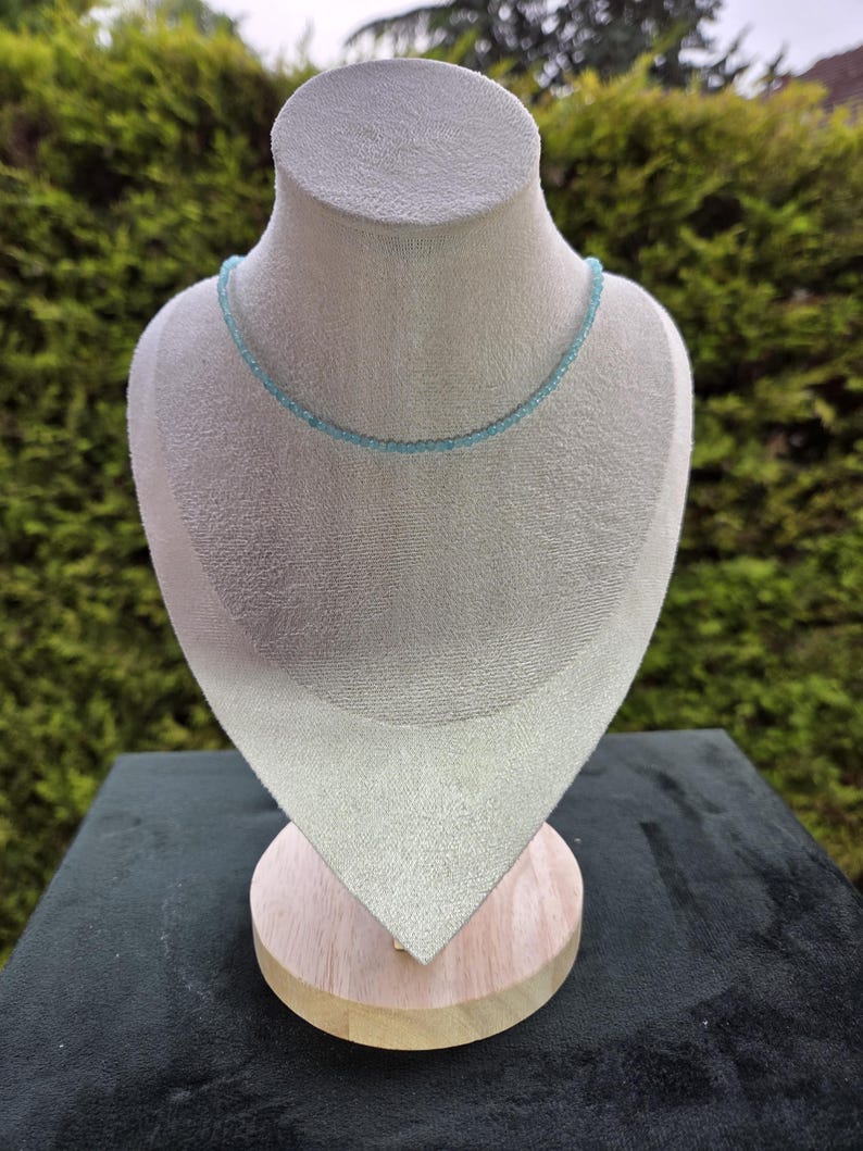 Amazonite - Custom-made necklace - Amazonite natural stone necklace with 2mm faceted beads - Amazonite necklace - delicate necklace - image 11