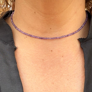 Amethyst - Amethyst necklace with 2 or 3 mm faceted beads - Custom-made necklace - Choker