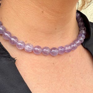 Natural amethyst stone necklace 10mm beads - purple bead necklace - timeless necklace - custom necklace