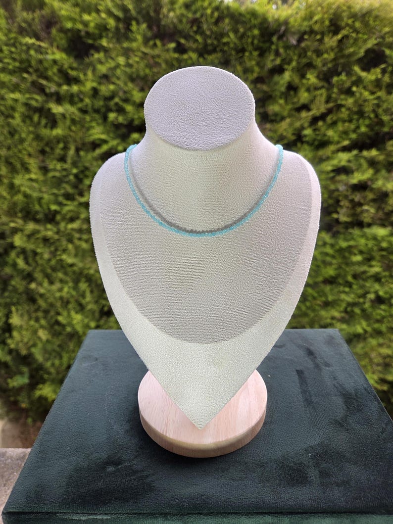 Amazonite - Custom-made necklace - Amazonite natural stone necklace with 2mm faceted beads - Amazonite necklace - delicate necklace - image 2