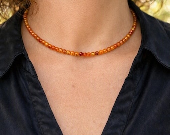Carneool - Delicate ketting - Ketting met natuurlijke carneoolstenen in kralen van 4 mm - Op maat gemaakte ketting