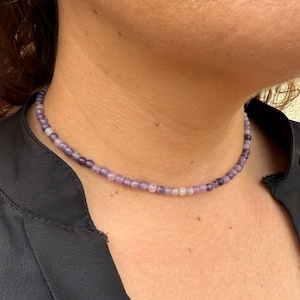 Fili Di Perle Di Pietra Mica Naturale Di Lepidolite / Viola All - Foto 11