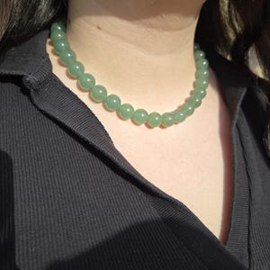 Natural green aventurine stone necklace with 10mm beads - green bead necklace - timeless necklace - custom-made necklace image 1