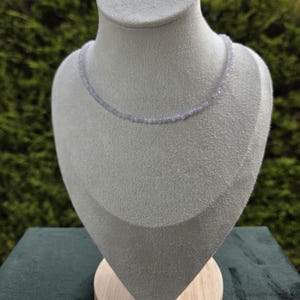 Blue Chalcedony - Choker Necklace in Faceted Blue Chalcedony Beads 2–3 mm – Serenity, Communication & Emotional Gentleness