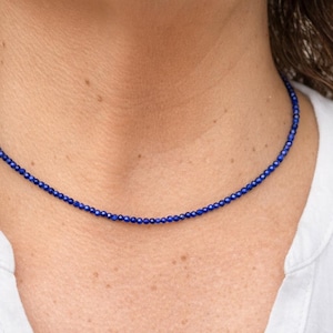 Lapis lazuli - Collier en pierre naturelle lapis lazuli en perles facettées de 2 ou 3 mm - Collier sur mesure