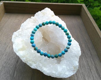 Bracelet made of natural blue opal from the Andes, with 6 or 8 mm beads - rare