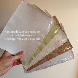 Handmade Recycled Paper with Deckled Edges – Choose Your Color & Quantity – Eco-Friendly, Zero Waste