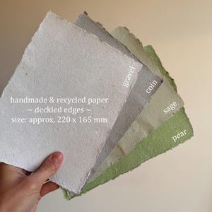 Handmade Recycled Paper with Deckled Edges – Choose Your Color & Quantity – Eco-Friendly, Zero Waste