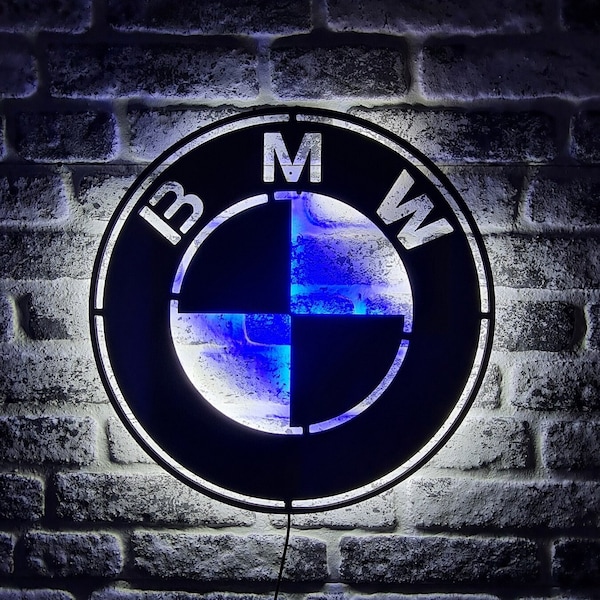 Plaque LED pour voiture Bmw - Eclairage LED M Power - Déco murale M Power - Cadeaux pour elle - Cadeau de Noël