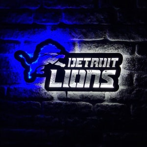 Detroit Lions LED Sign-Lions NFL Fans Gift-Perfect American Football Sign-Illuminated Wall Decor-Christmas Gift