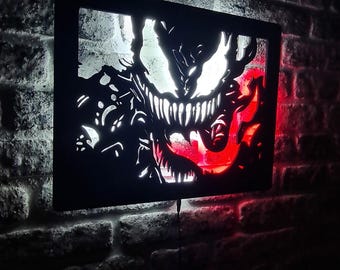 Venom LED Lighted Sign, Venom Fans Illuminated Wall Decor, Gift