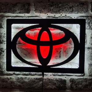 Insegna LED per auto Toyota - Luce LED per fan Toyota - Decorazione per garage illuminato - Regali per lui - Regalo di Natale