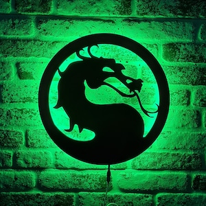 Mortal Kombat Dragon Led Sign - Dragon Fans Led Light - Lighted Wall ...