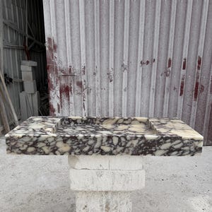 Luxury Calacatta Viola Marble Sink, Hand Carved Marble Washbasin, Natural Stone Bathroom Vanity image 7