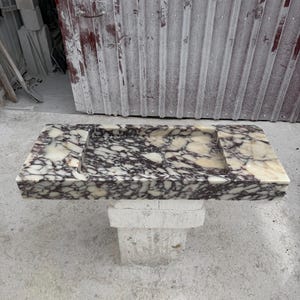 Luxury Calacatta Viola Marble Sink, Hand Carved Marble Washbasin, Natural Stone Bathroom Vanity image 8