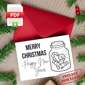 Color Your Own Christmas Cards, DIY Greeting Card Set, Festive Art Project, Seasonal Coloring Activity Instant Download PDF