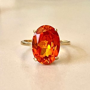 Orange Citrine Ring 14K Gold, Natural Orange Citrine Ring, Handmade Ring, Vintage Ring, Gift For Her, Valentine’s Day Gift,Orange Stone Ring