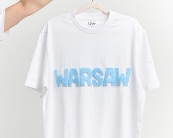 T-Shirt WARSAW with Handcrafted Fur Lettering