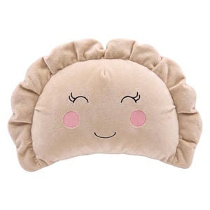 Pierogi Plush Pillow with Pink Cheeks – Handmade in Poland | Soft Dumpling Toy & Home Decor