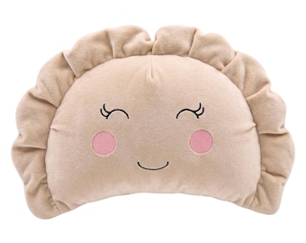 Pierogi Plush Pillow with Pink Cheeks – Handmade in Poland | Soft Dumpling Toy & Home Decor