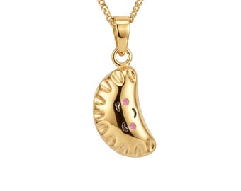 Pierogi Necklace – Smiling Dumpling Charm | Polish Foodie Jewelry | Gift for Pierogi Lovers
