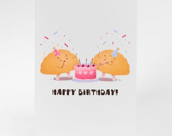 Happy Birthday Pierogi Card – Cute Polish Birthday Greeting | Funny Dumpling Card | Foodie Celebration Card