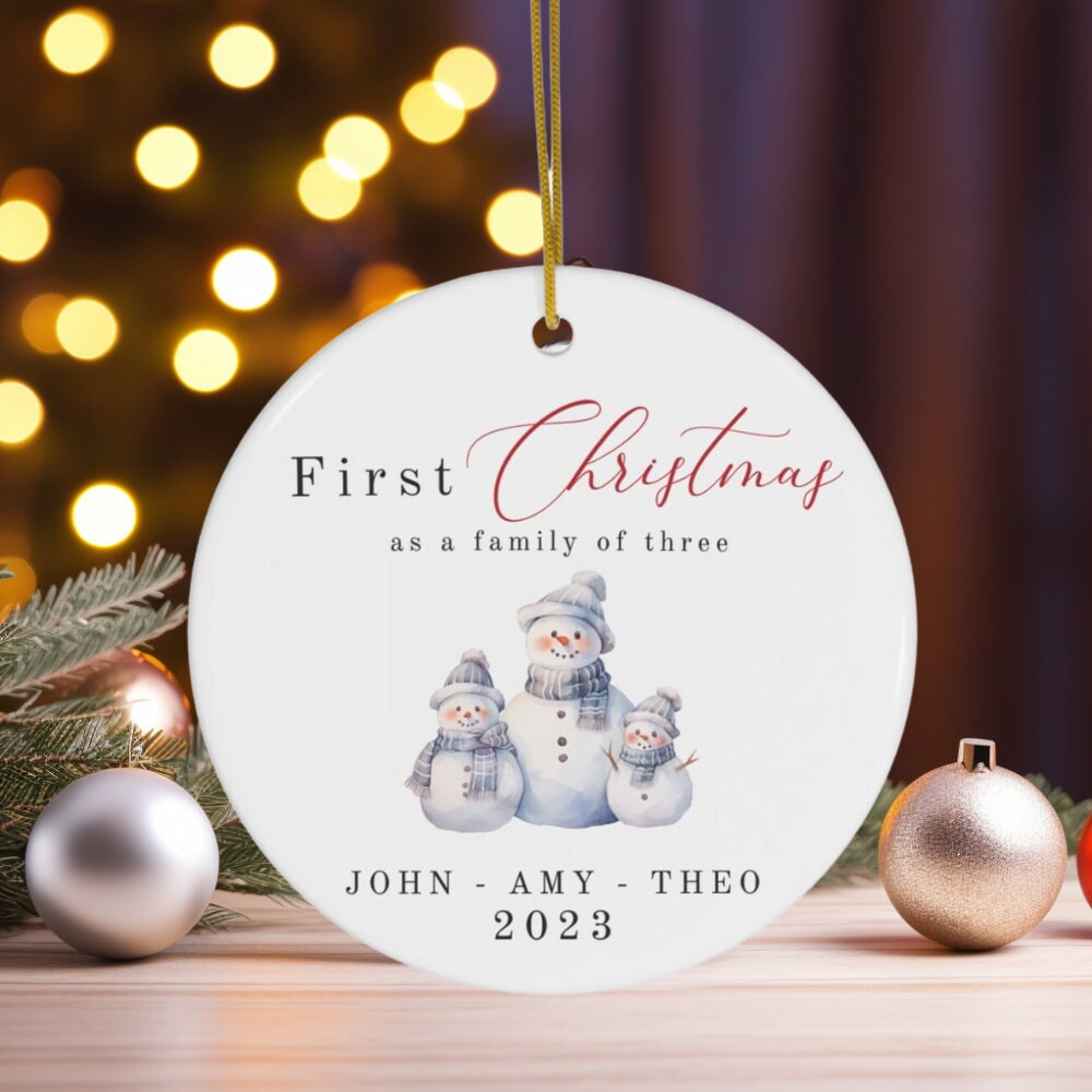 First Christmas as A Family of Three Ornament Personalized Etsy