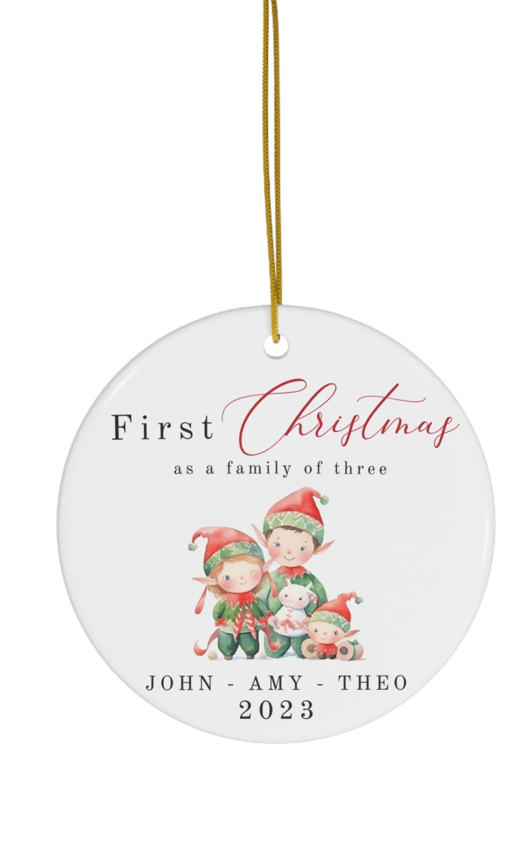 First Christmas as A Family of Three Ornament Personalized Etsy