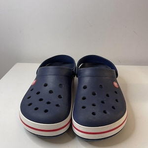 CROCS Crocband II Träskor Blå W Röda Herr Storlek 6 Dam Storlek 8 Skor EUC