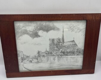 Vintage Japan Bin Kashiwa Print Paris Naïf Notre Dame Et Les Quais