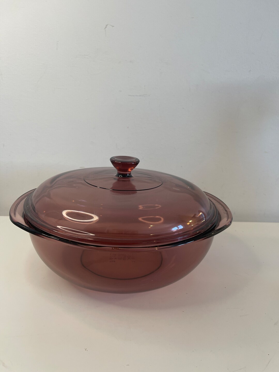 Pyrex Cranberry Vintage Cranberry Pyrex Round Covered Casserole Dish With Handles - Two ...