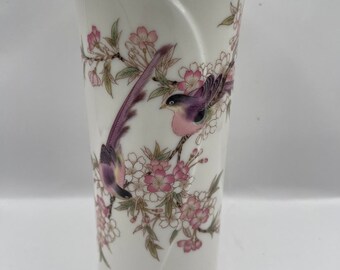 日本の山地磁器 長方形花瓶 梅の花 止まり木鳥 ゴールドトリム - Etsy 日本