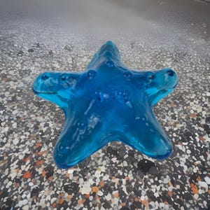 Aqua Turquoise Blue Starfish Glass Art Paperweight 5.5” Nautical,ocean Creature