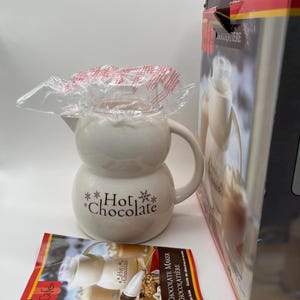 Cafetera francesa vintage para chocolate caliente con tapa, nueva en caja (sin batidora)