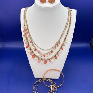 Rare Vintage 3 Piece Monet Elegant Multi-Layered Necklace,Braclet & Earring Set